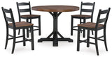 Valebeck Counter Height Dining Table and 4 Barstools - D546D20