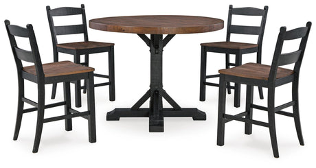 Valebeck Counter Height Dining Table and 4 Barstools - D546D20