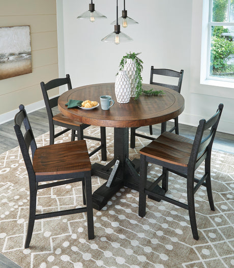 Valebeck Counter Height Dining Table and 4 Barstools - D546D20