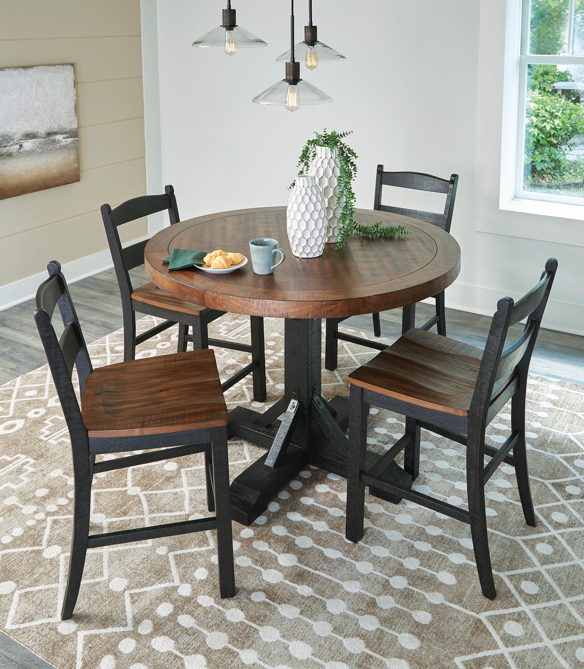 Valebeck Counter Height Dining Table and 4 Barstools - D546D20