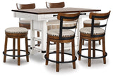 Valebeck Counter Height Dining Table and 6 Barstools - D546D36