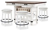 Valebeck Counter Height Dining Table and 4 Barstools - D546D10