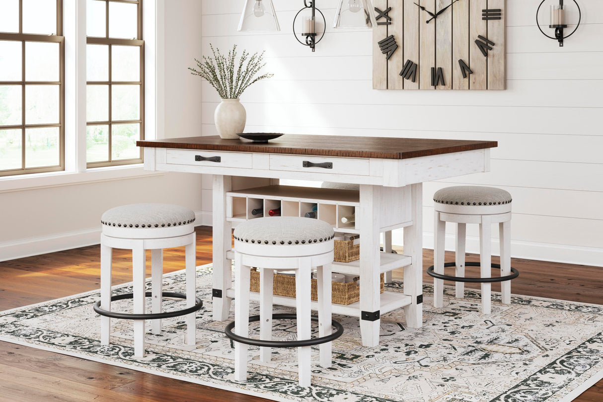 Valebeck Counter Height Dining Table and 4 Barstools - D546D10