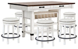 Valebeck Counter Height Dining Table and 6 Barstools - D546D33