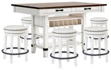 Valebeck Counter Height Dining Table and 6 Barstools - D546D33