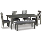 Hallanden Dining Table, 4 Chairs, and Bench - D589D2