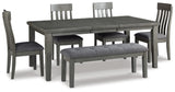 Hallanden Dining Table, 4 Chairs, and Bench - D589D2