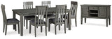 Hallanden Dining Table, 6 Chairs and Server - D589D5