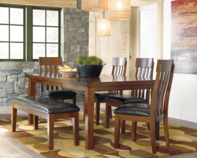 Ralene Dining Table and 4 Chairs and Bench - D594D2