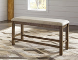 Moriville Counter Height Dining Table with 4 Barstools, Bench, and Server - D631D4