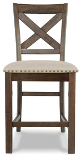 Moriville Counter Height Dining Table with 4 Barstools, Bench, and Server - D631D4
