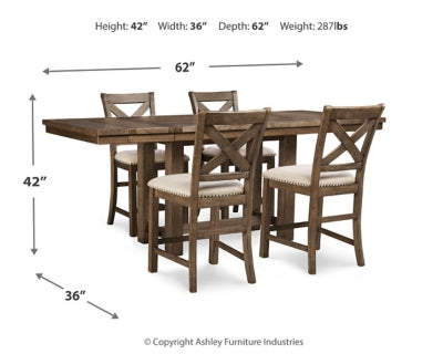 Moriville Counter Height Dining Table and 4 Barstools - D631D1