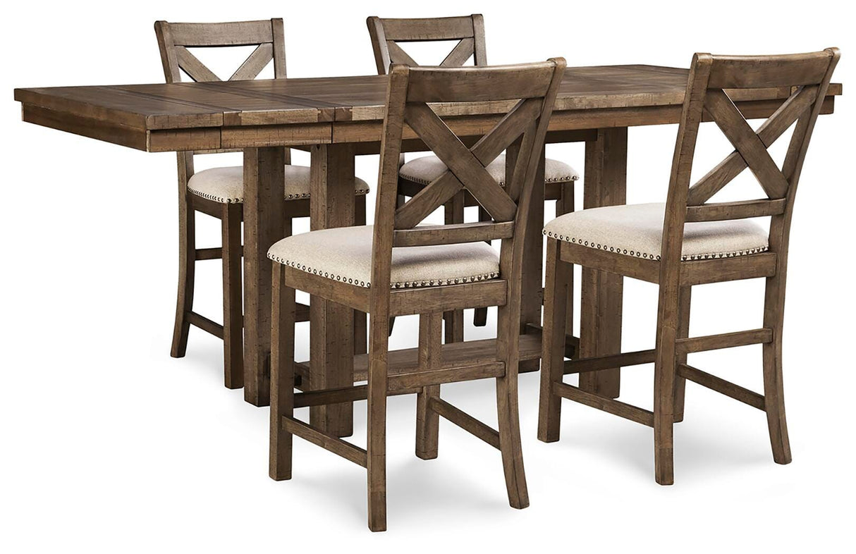 Moriville Counter Height Dining Table and 4 Barstools - D631D1