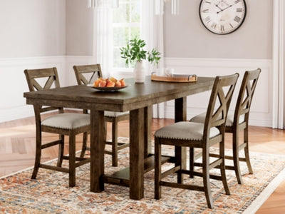Moriville Counter Height Dining Table and 4 Barstools - D631D1