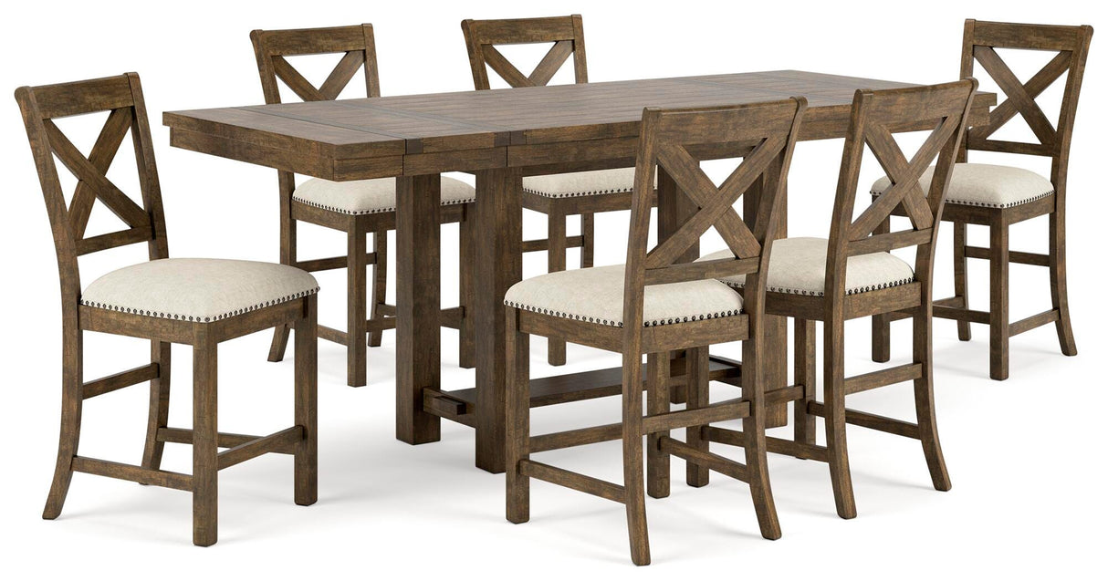 Moriville Counter Height Dining Table and 6 Barstools - D631D10
