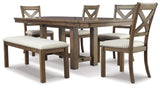 Moriville Dining Table and 4 Chairs and Bench - D631D6