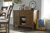 Moriville Counter Height Dining Table with 4 Barstools, Bench, and Server - D631D4