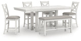 Robbinsdale Counter Height Dining Table, 4 Barstools and Bench - D642D2