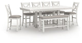 Robbinsdale Counter Height Extension Dining Table, 6 Barstools and Bench - D642D10