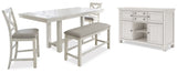 Robbinsdale Counter Height Dining Table, 2 Barstools, Bench and Server - D642D8