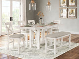 Robbinsdale Counter Height Dining Table, 4 Barstools and Bench - D642D2