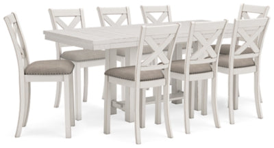 Robbinsdale Counter Height Table and 8 Barstools - D642D9