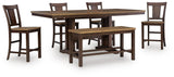 Rylandeen Counter Height Extension Dining Table 4 Barstools and Bench - PCD651D4