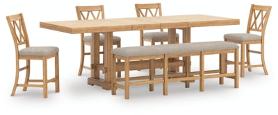 Havonplane Counter Height Extension Dining Table 4 Barstools and Bench - D773D2