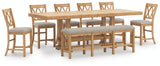 Havonplane Counter Height Dining Table, 6 Barstools and Bench - D773D5