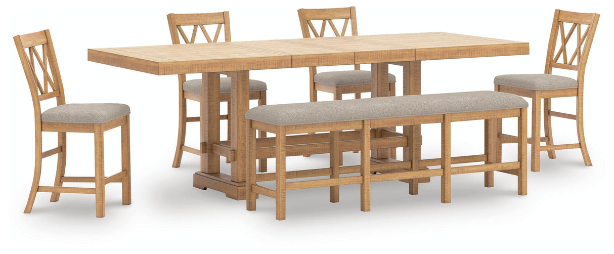 Havonplane Counter Height Extension Dining Table 4 Barstools and Bench - D773D2