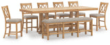 Havonplane Counter Height Dining Table, 6 Barstools and Bench - D773D5