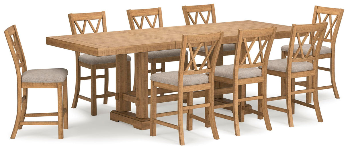 Havonplane Counter Height Dining Table and 8 Barstools - D773D4