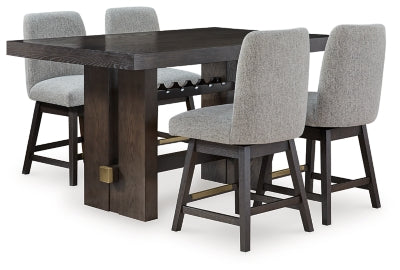Burkhaus Counter Height Dining Table and 4 Barstools - D984D5