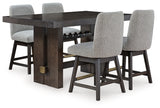 Burkhaus Counter Height Dining Table and 4 Barstools - D984D5