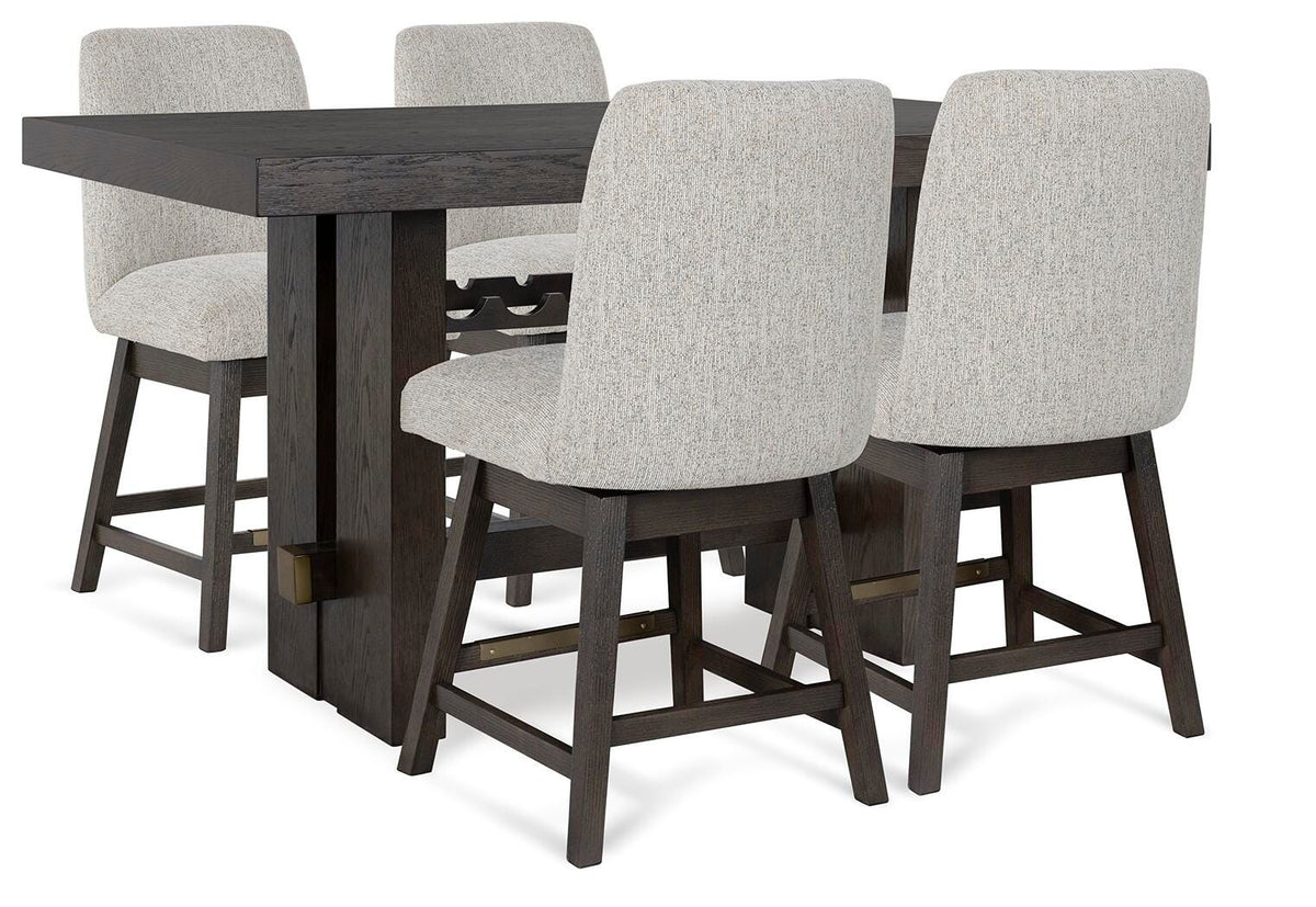 Burkhaus Counter Height Dining Table and 4 Barstools - D984D5