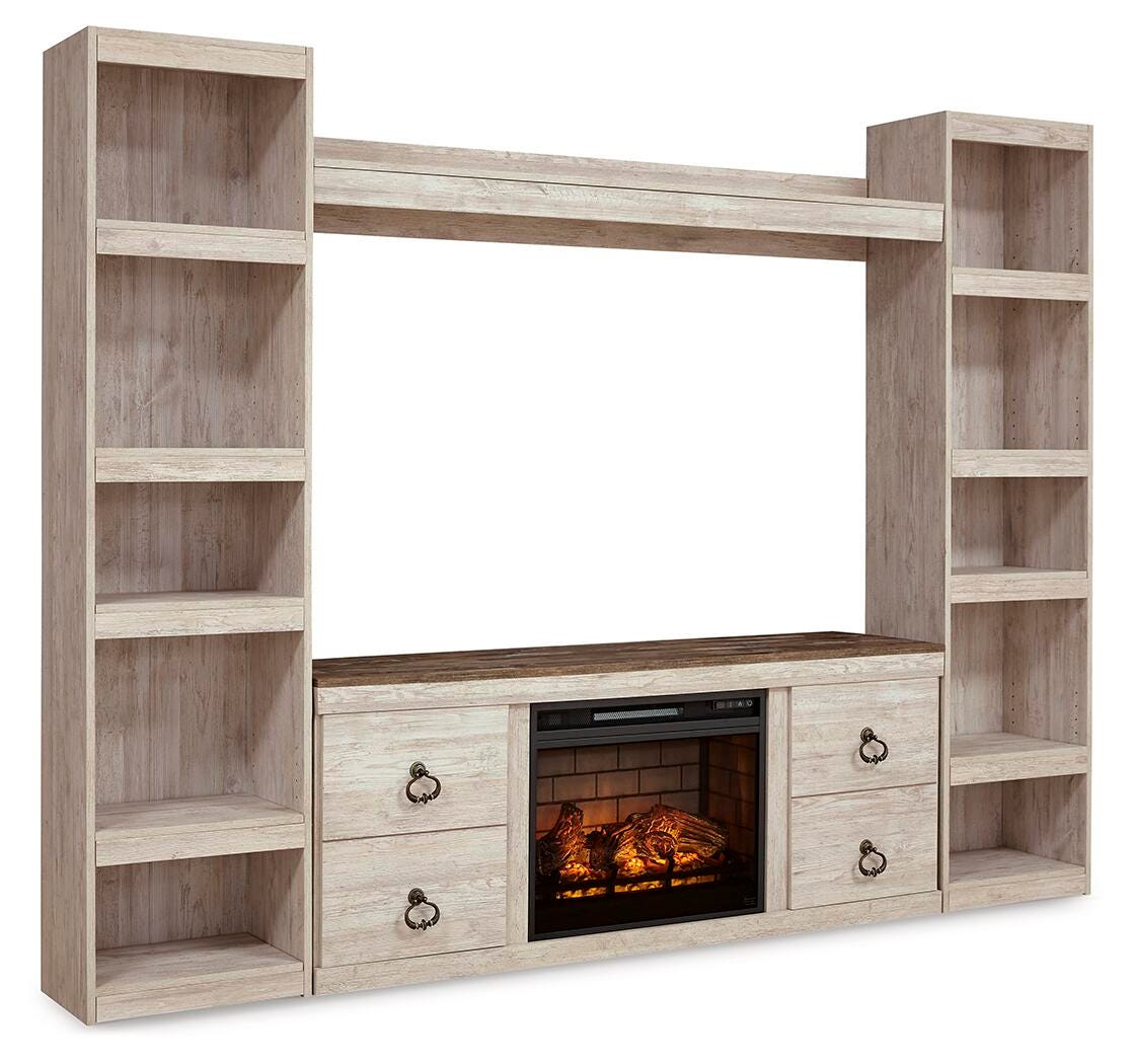 Willowton 4-Piece Entertainment Center with Electric Fireplace - EW0267W9