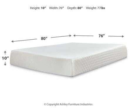 10 Inch Chime Memory Foam King Mattress and Foundation - M699M1