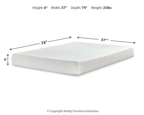 Chime 8 Inch Memory Foam Twin Mattress in a Box - M72611