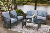 Bridges Beach Outdoor Love/Chairs/Table Set (Set of 4) - PCP391-080