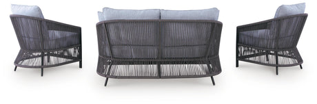 Bridges Beach Outdoor Love/Chairs/Table Set (Set of 4) - PCP391-080