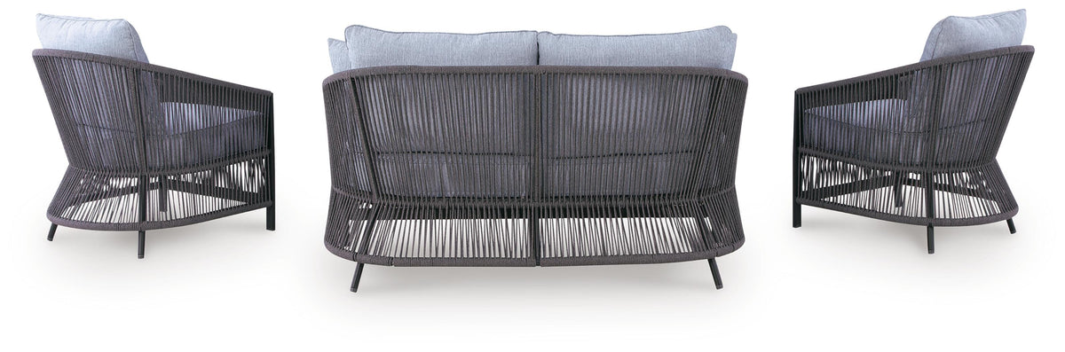 Bridges Beach Outdoor Love/Chairs/Table Set (Set of 4) - PCP391-080