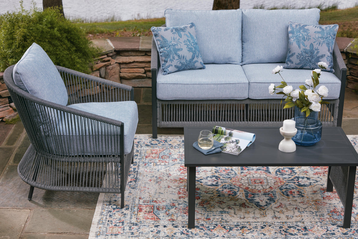 Bridges Beach Outdoor Love/Chairs/Table Set (Set of 4) - PCP391-080