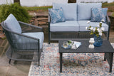 Bridges Beach Outdoor Love/Chairs/Table Set (Set of 4) - PCP391-080