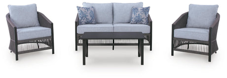 Bridges Beach Outdoor Love/Chairs/Table Set (Set of 4) - PCP391-080