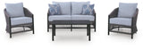 Bridges Beach Outdoor Love/Chairs/Table Set (Set of 4) - PCP391-080