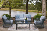 Bridges Beach Outdoor Love/Chairs/Table Set (Set of 4) - PCP391-080