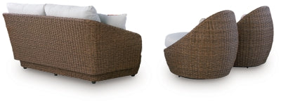 Double Point Outdoor Loveseat/2 Swivel Chairs (Set of 3) - PCP503-070