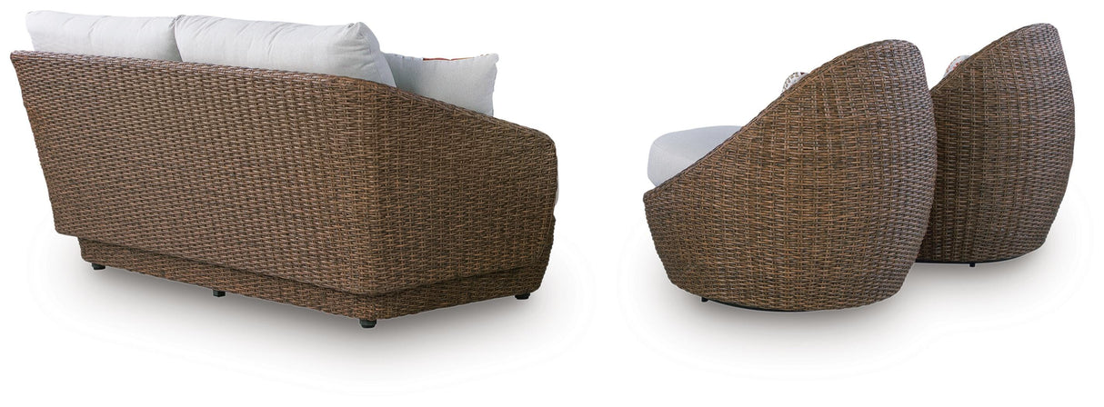 Double Point Outdoor Loveseat/2 Swivel Chairs (Set of 3) - PCP503-070
