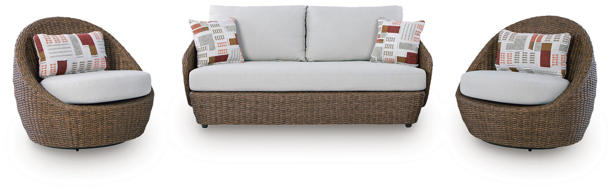 Double Point Outdoor Loveseat/2 Swivel Chairs (Set of 3) - PCP503-070
