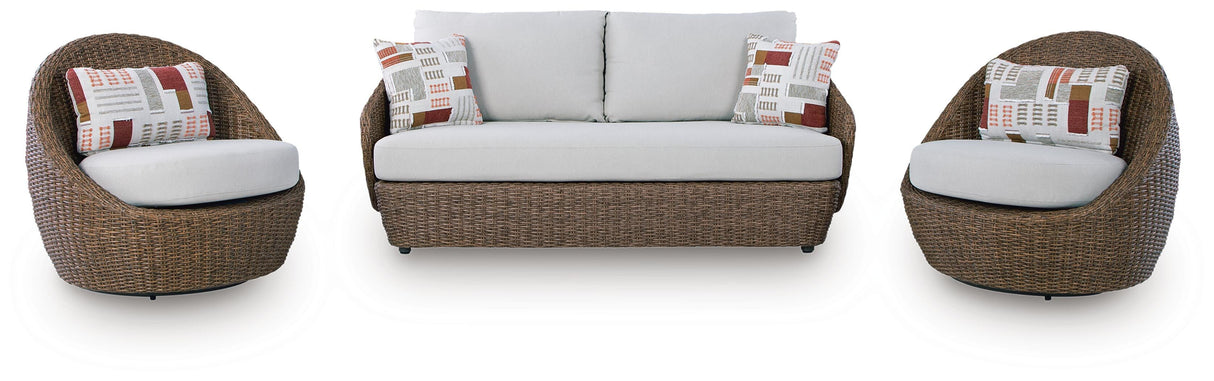 Double Point Outdoor Loveseat/2 Swivel Chairs (Set of 3) - PCP503-070